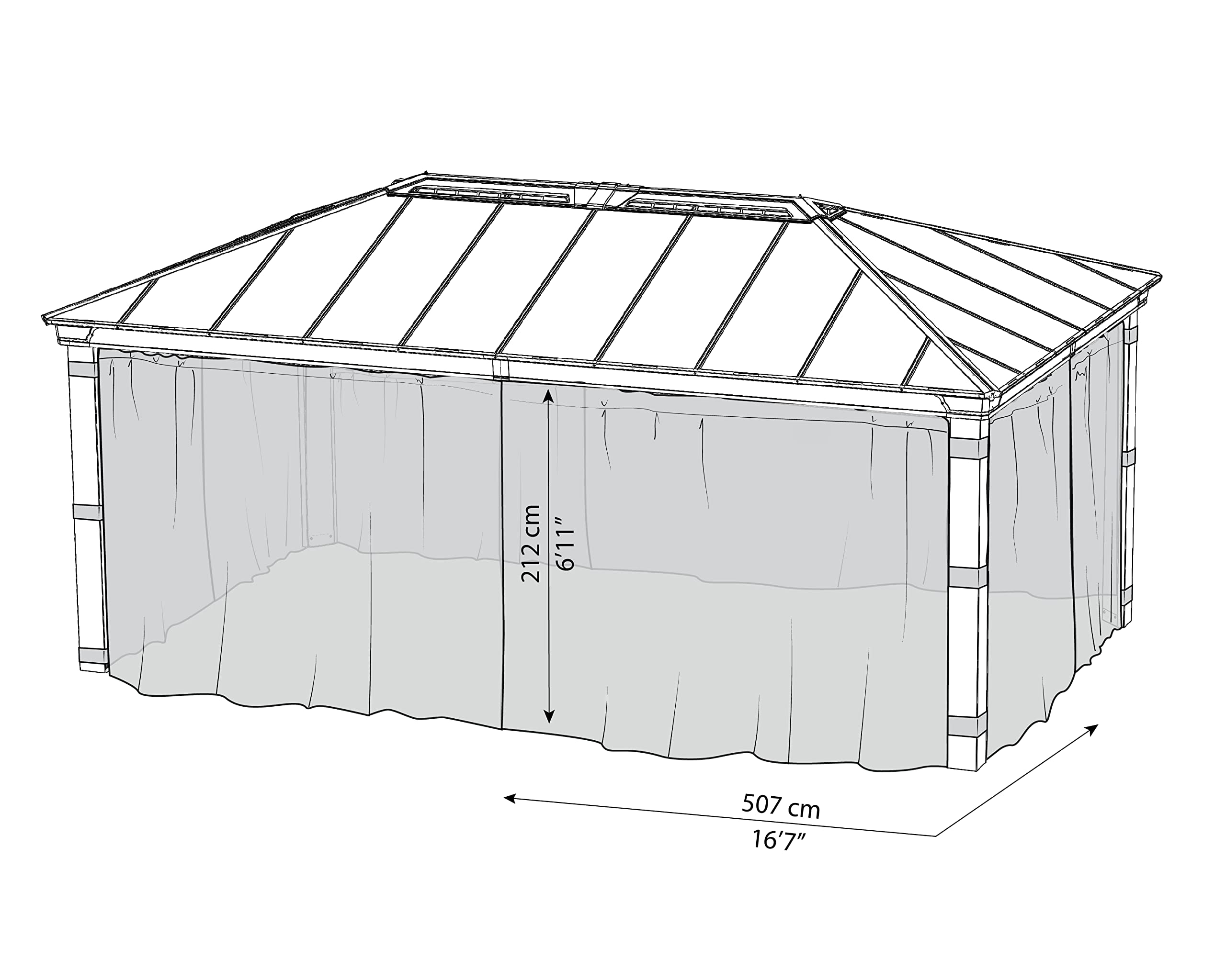 Palram - Canopia 12 Ft. x 20 Ft. Netting Set for Dallas 12x20 Gazebo, Screens to Provide a Bug-Free Outdoor Space with Unblocked Views & Airflow, Easy DIY Installation, Washable - 4 Pc. (NETTING ONLY) - Image 3
