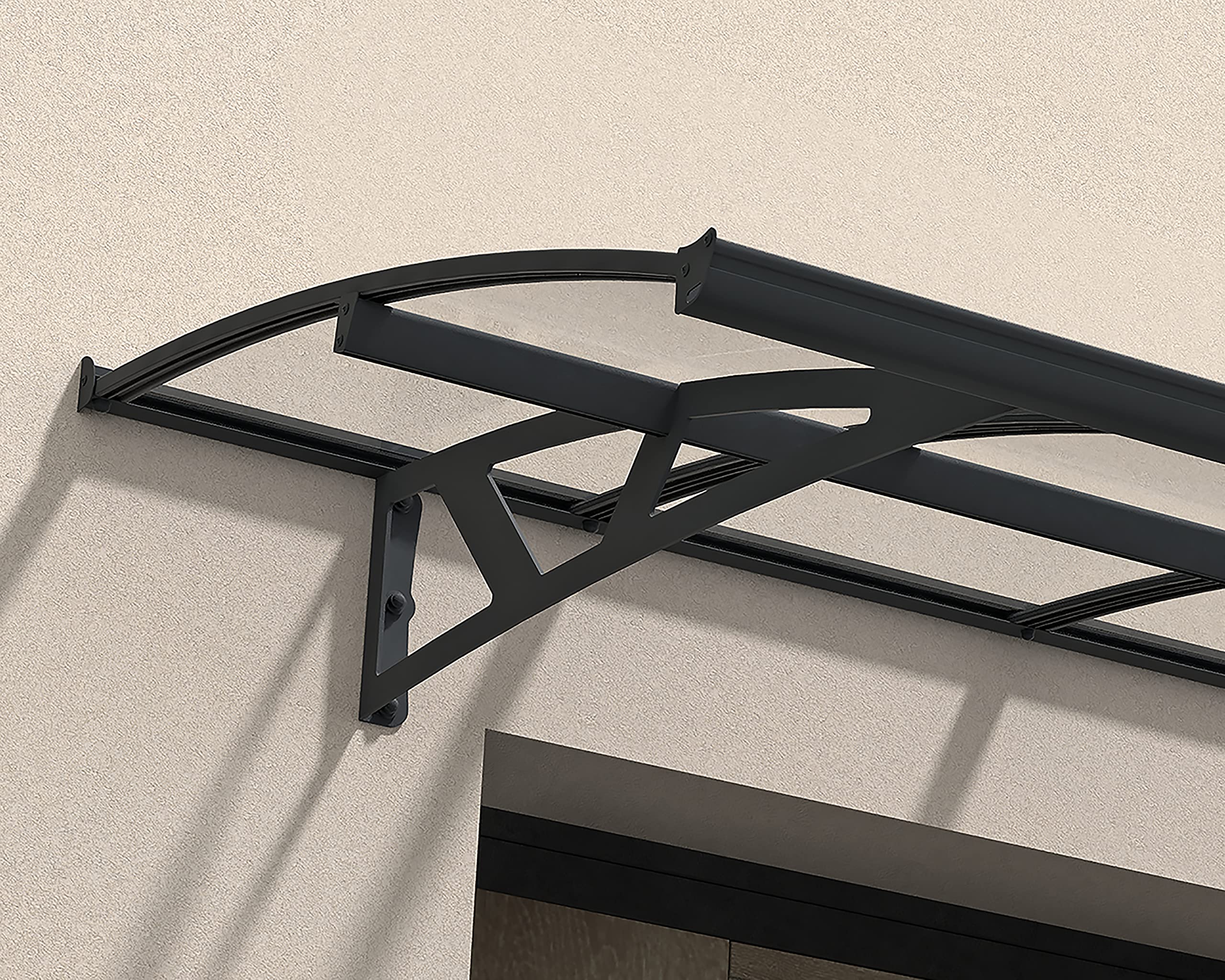 Palram Canopia Amsterdam 2230 7 Ft. x 5 Ft. Awning Durable Steel Support, Aluminum Trim, and Polycarbonate Panels with UV Protection Rain & Snow Redirect Channels for Element Protection(Gray/Clear) - Image 6