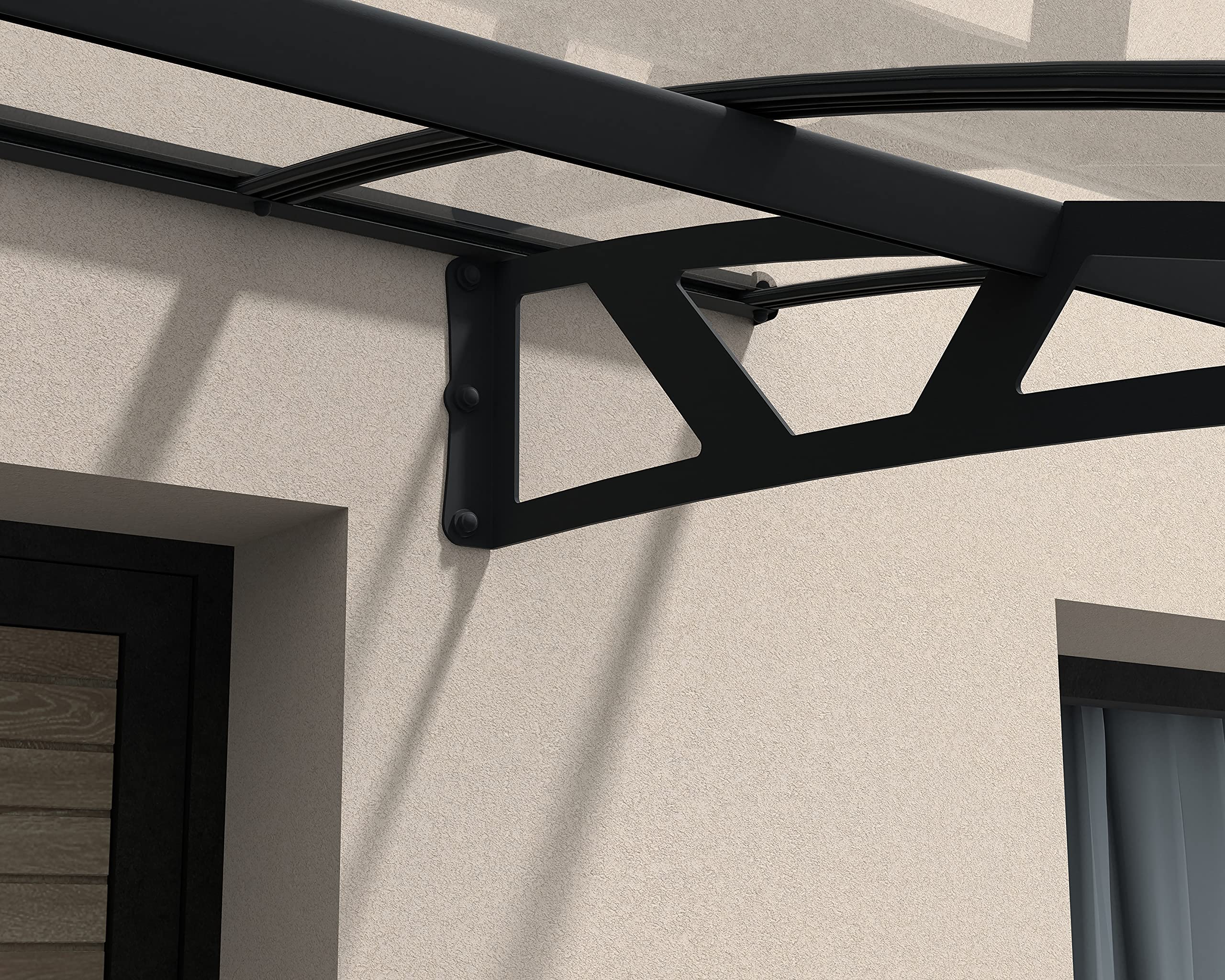 Palram Canopia Amsterdam 2230 7 Ft. x 5 Ft. Awning Durable Steel Support, Aluminum Trim, and Polycarbonate Panels with UV Protection Rain & Snow Redirect Channels for Element Protection(Gray/Clear) - Image 7