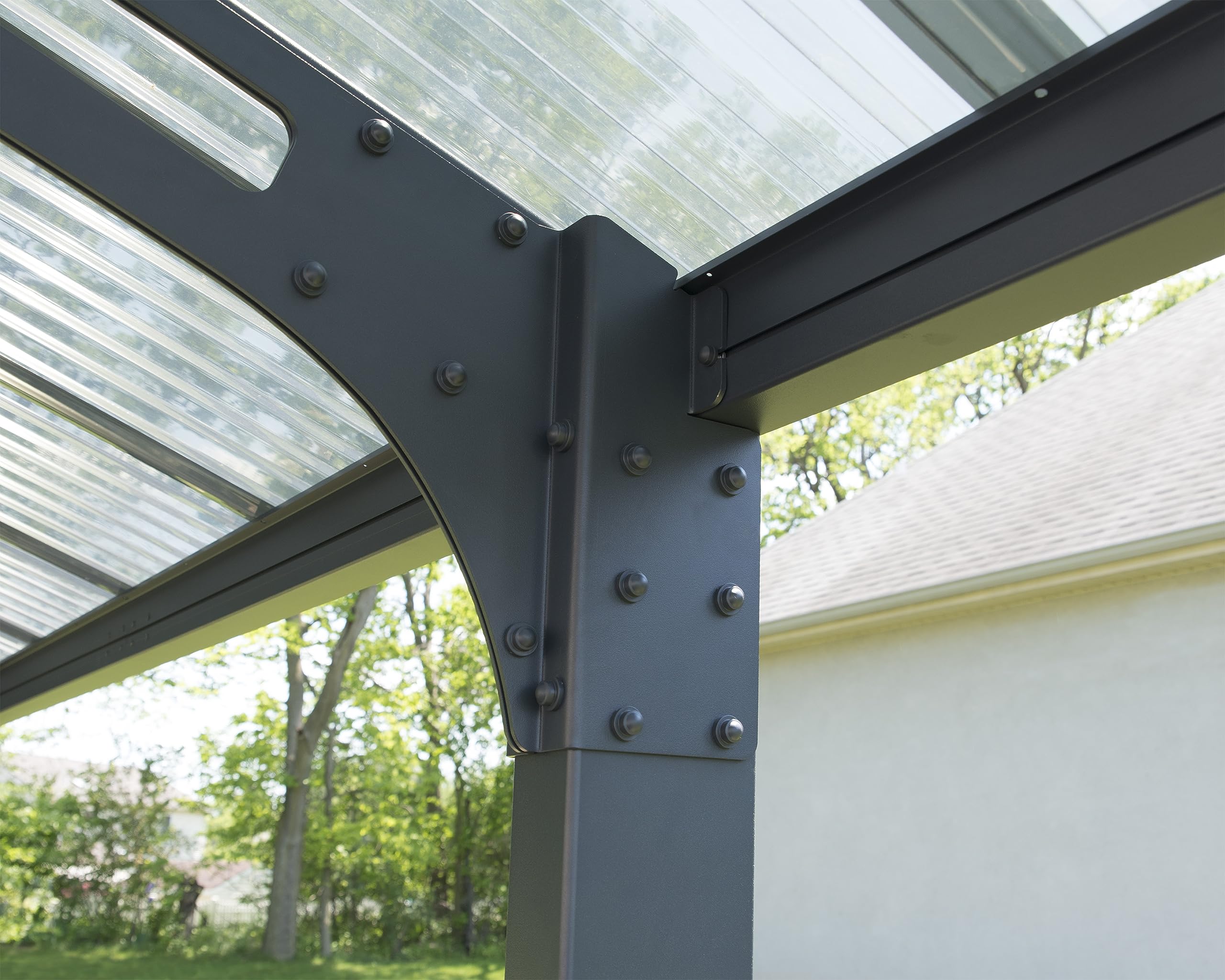 Palram - Canopia Arizona 10 Ft. x 16 Ft. x 9 Ft. Wing Single Carport Aluminum Metal Frame and Polycarbonate Panels Car Port for Outdoor Driveway Car, Truck, RV, Trailer, Boat Storage (Wave Gray) - Image 8