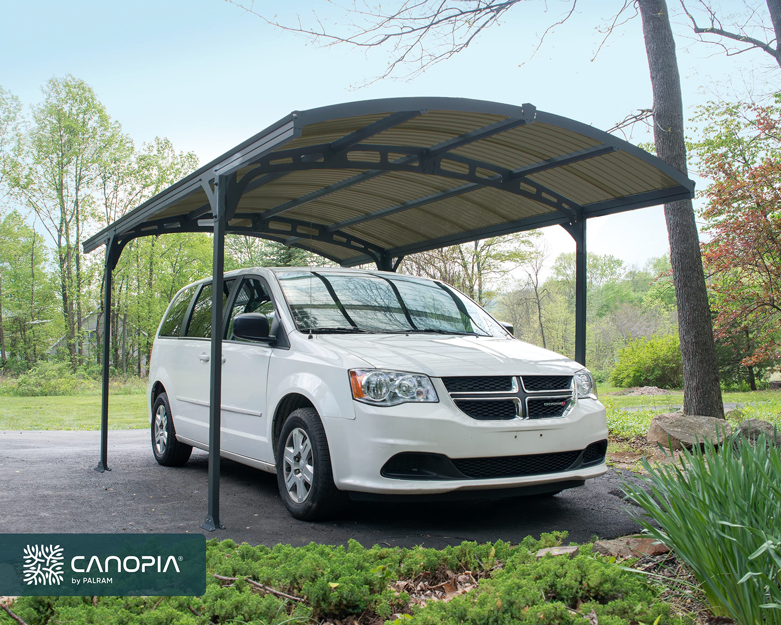 Palram - Canopia Atlas 10 x 16 Metal Carport, Heavy Duty Car Port, Weather-Protected Gray Aluminum Frame, Bronze Polycarbonate RV & Car Storage, UV Protected, DIY Truck Garage Kit, 10-Year Warranty - Image 3