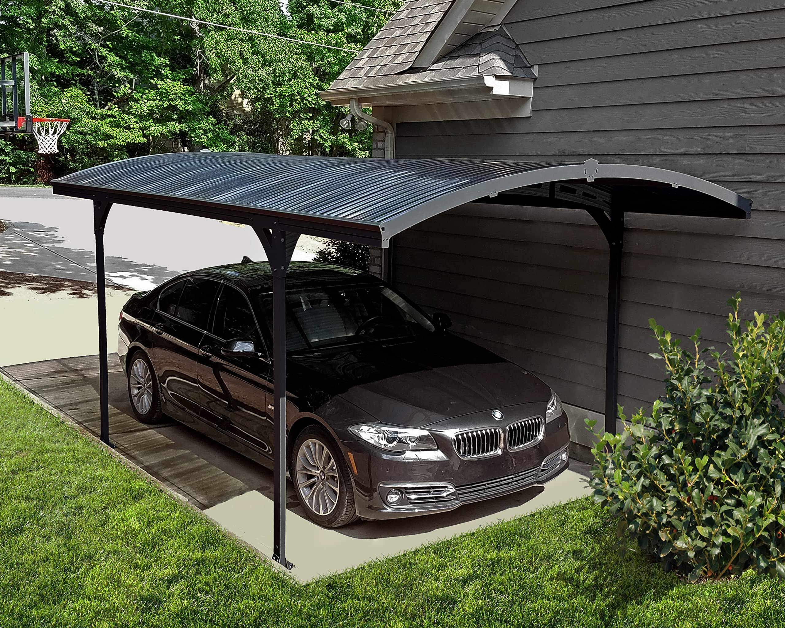 Palram - Canopia Atlas 10 x 16 Metal Carport, Heavy Duty Car Port, Weather-Protected Gray Aluminum Frame, Bronze Polycarbonate RV & Car Storage, UV Protected, DIY Truck Garage Kit, 10-Year Warranty - Image 4