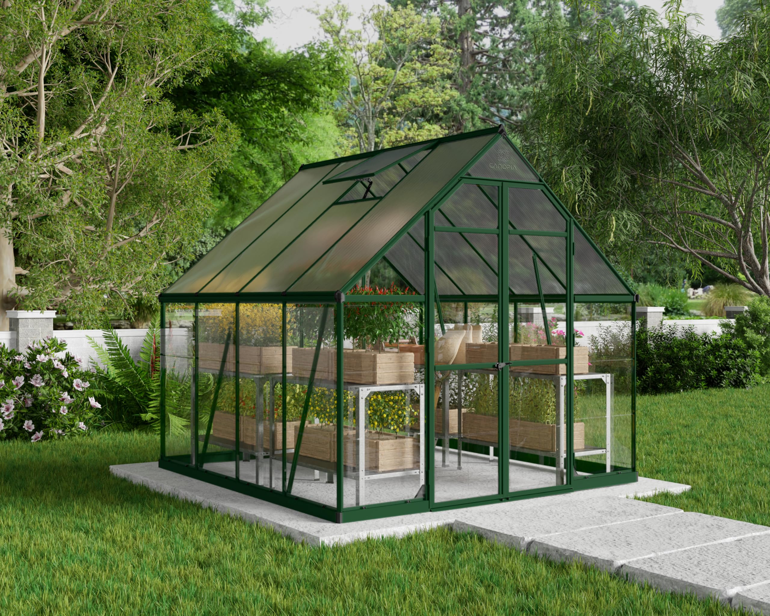 Palram - Canopia Balance 8 x 8 Large Greenhouse for Outside, Heavy Duty, Walk-in, UV Protected Thick Clear Polycarbonate Panels, Wind & Weather Resistant, Maintenance Free Outdoor Garden, Warranty - Image 3
