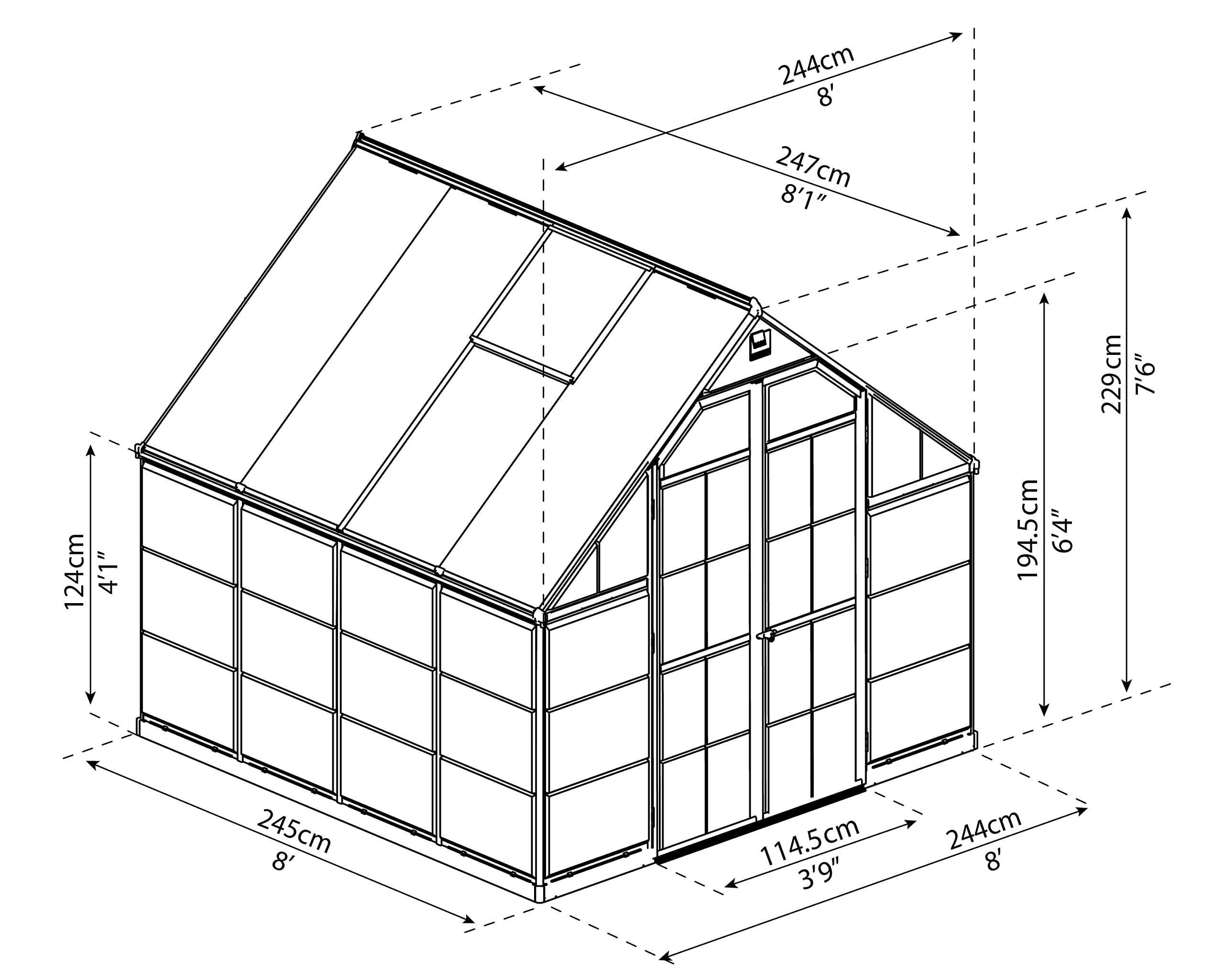 Palram - Canopia Balance 8 x 8 Large Greenhouse for Outside, Heavy Duty, Walk-in, UV Protected Thick Clear Polycarbonate Panels, Wind & Weather Resistant, Maintenance Free Outdoor Garden, Warranty - Image 4