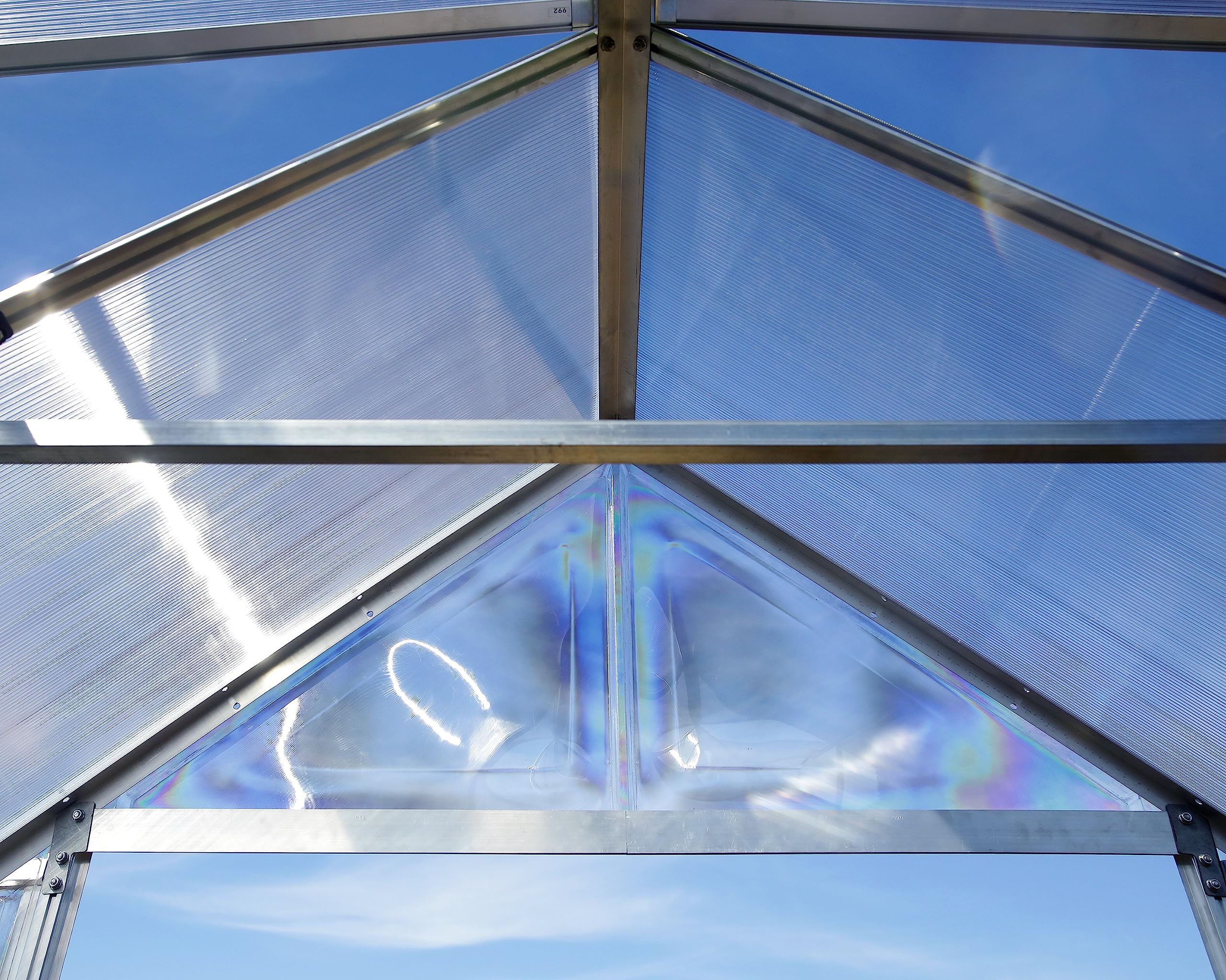 Palram Canopia Balance Greenhouse Kit, 10'x12', UV Protected, Wind & Weather Resistant, Clear Polycarbonate Panels, Maintenance Free Outdoor Garden Stuff, Walk-in Silver Structure, 5 Year Warranty - Image 5