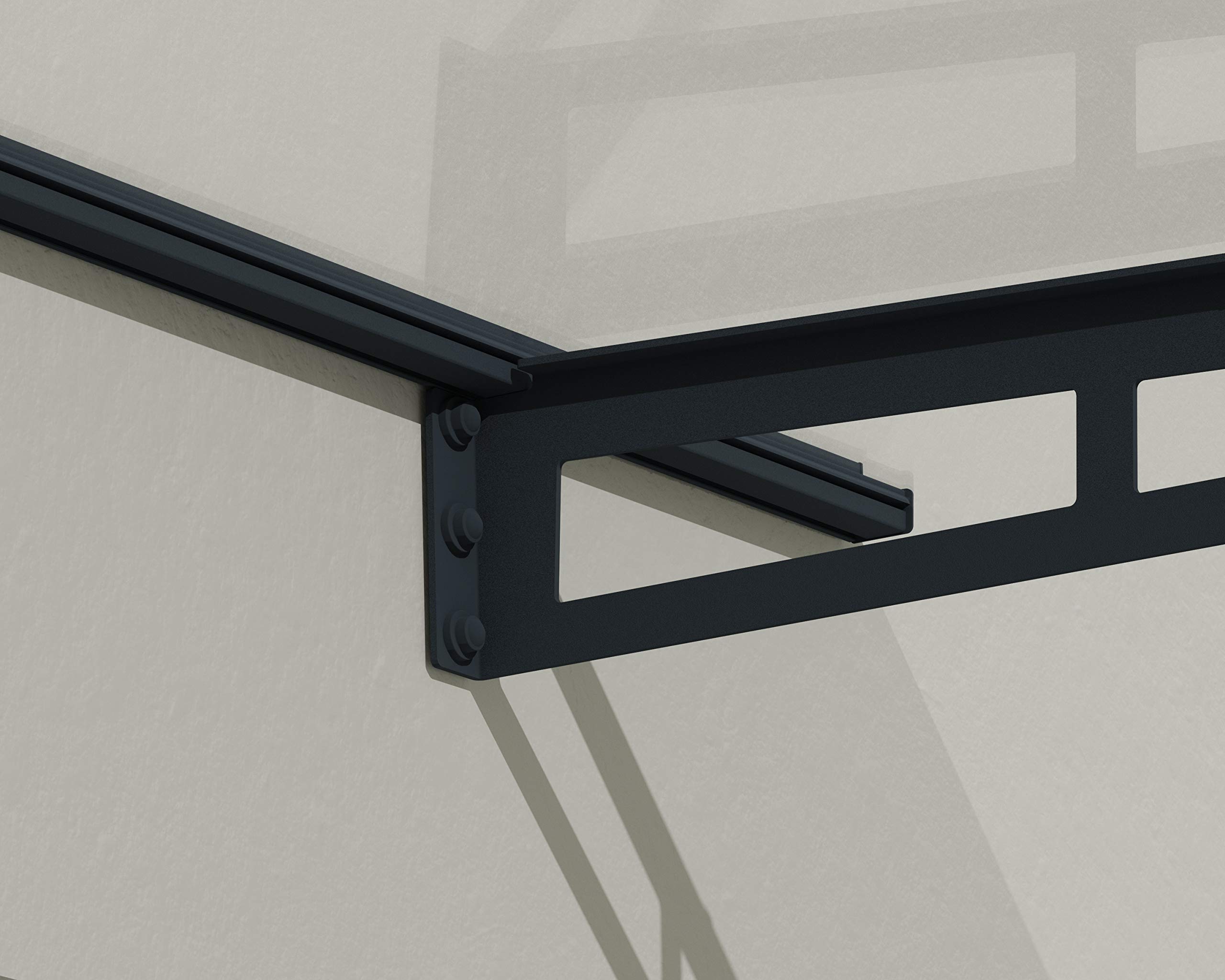 Palram - Canopia Bremen 1500-5' x 3' Window & Door Awning for Door Entrance, High-End Polycarbonate Patio Canopy with Clear Panels, UV Protection, Modern Gray Metal Frame, Weather Resistant Overhang - Image 6