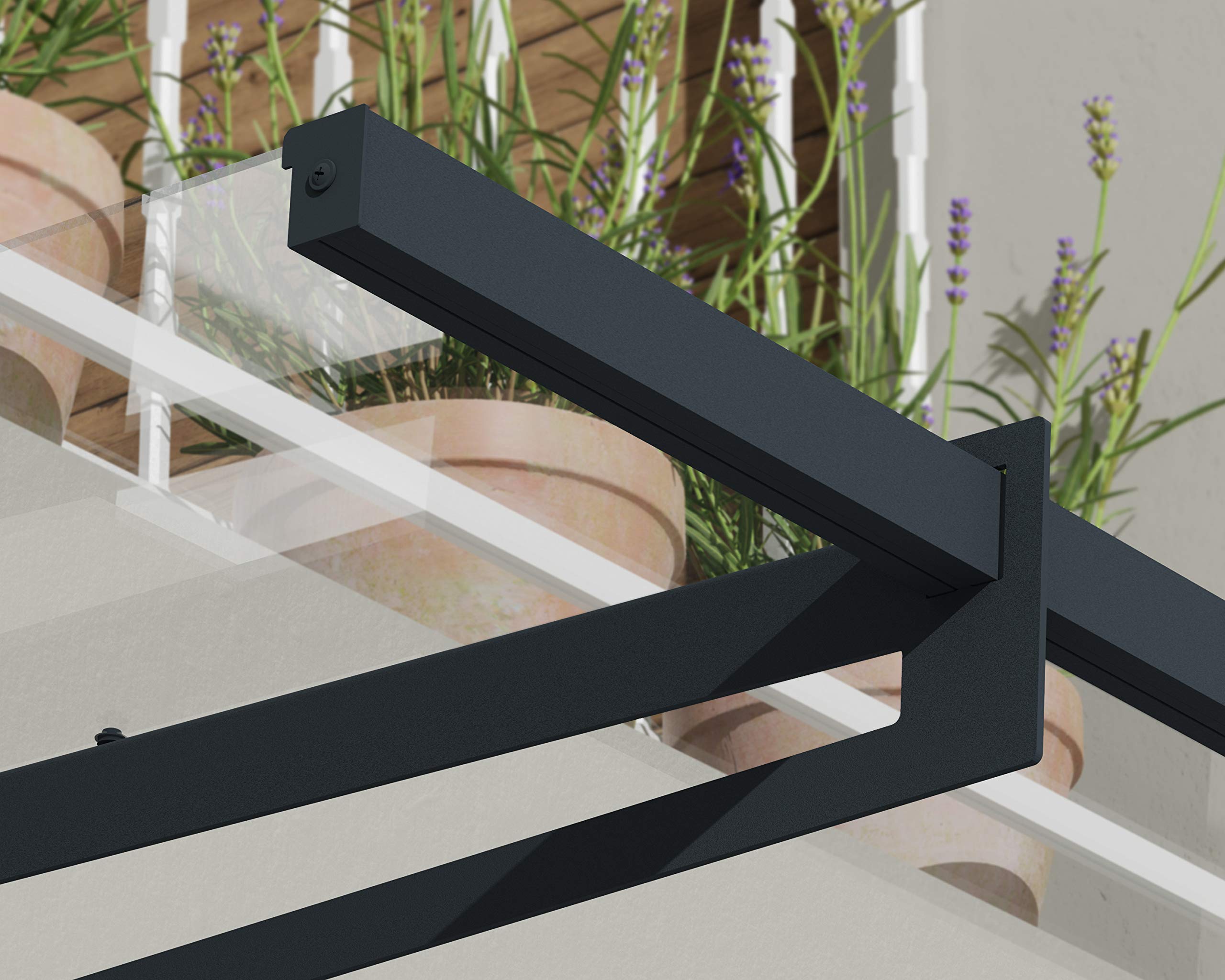 Palram - Canopia Bremen 1500-5' x 3' Window & Door Awning for Door Entrance, High-End Polycarbonate Patio Canopy with Clear Panels, UV Protection, Modern Gray Metal Frame, Weather Resistant Overhang - Image 7