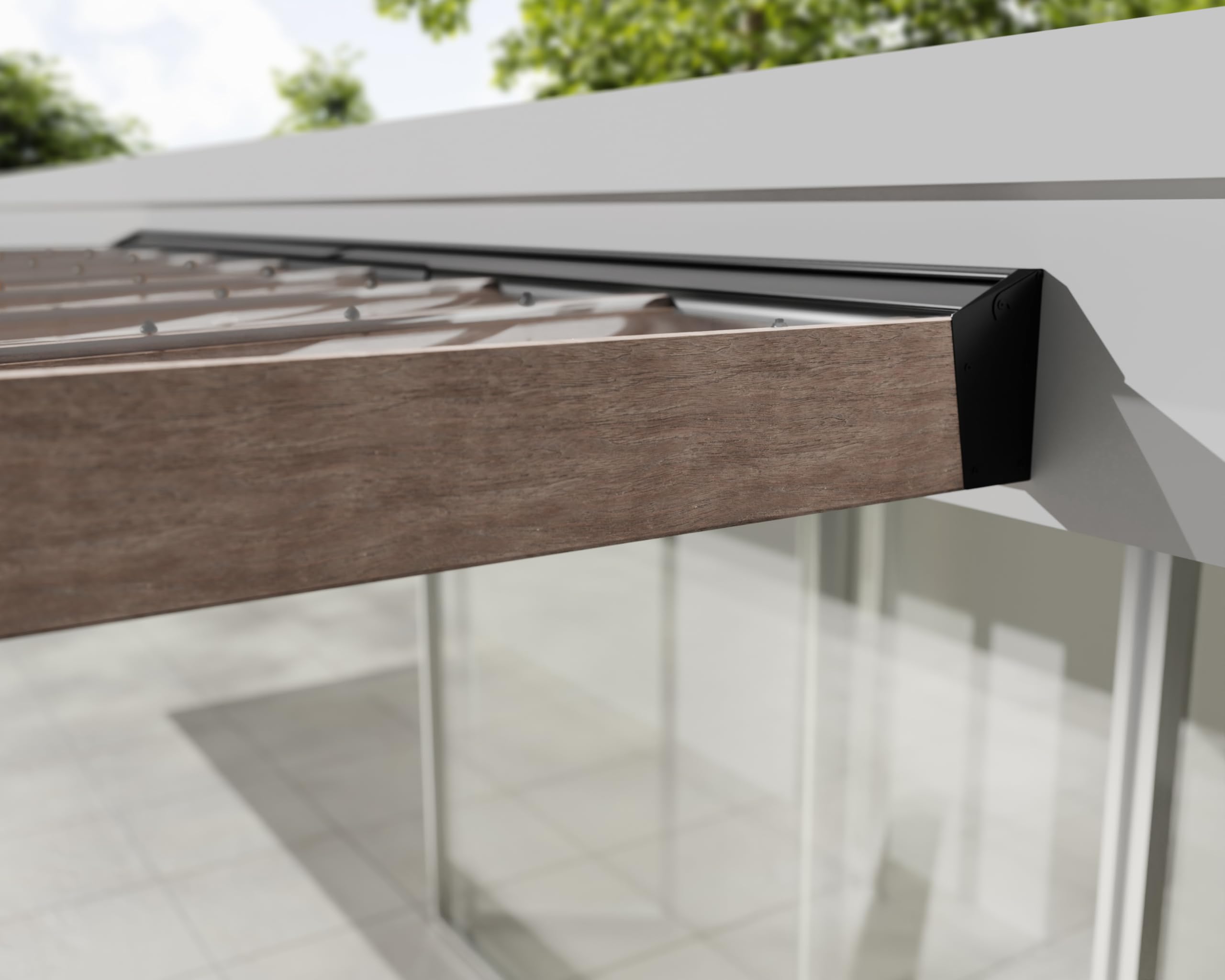 Palram - Canopia Helsinki 10' x 11' Attached Wood Pergola Patio Cover, Polycarbonate Roof with Built-in Gutters, UV & Heat Block Technology, All-Weather Outdoor Awning Canopy, Brown/Light Gray - Image 4