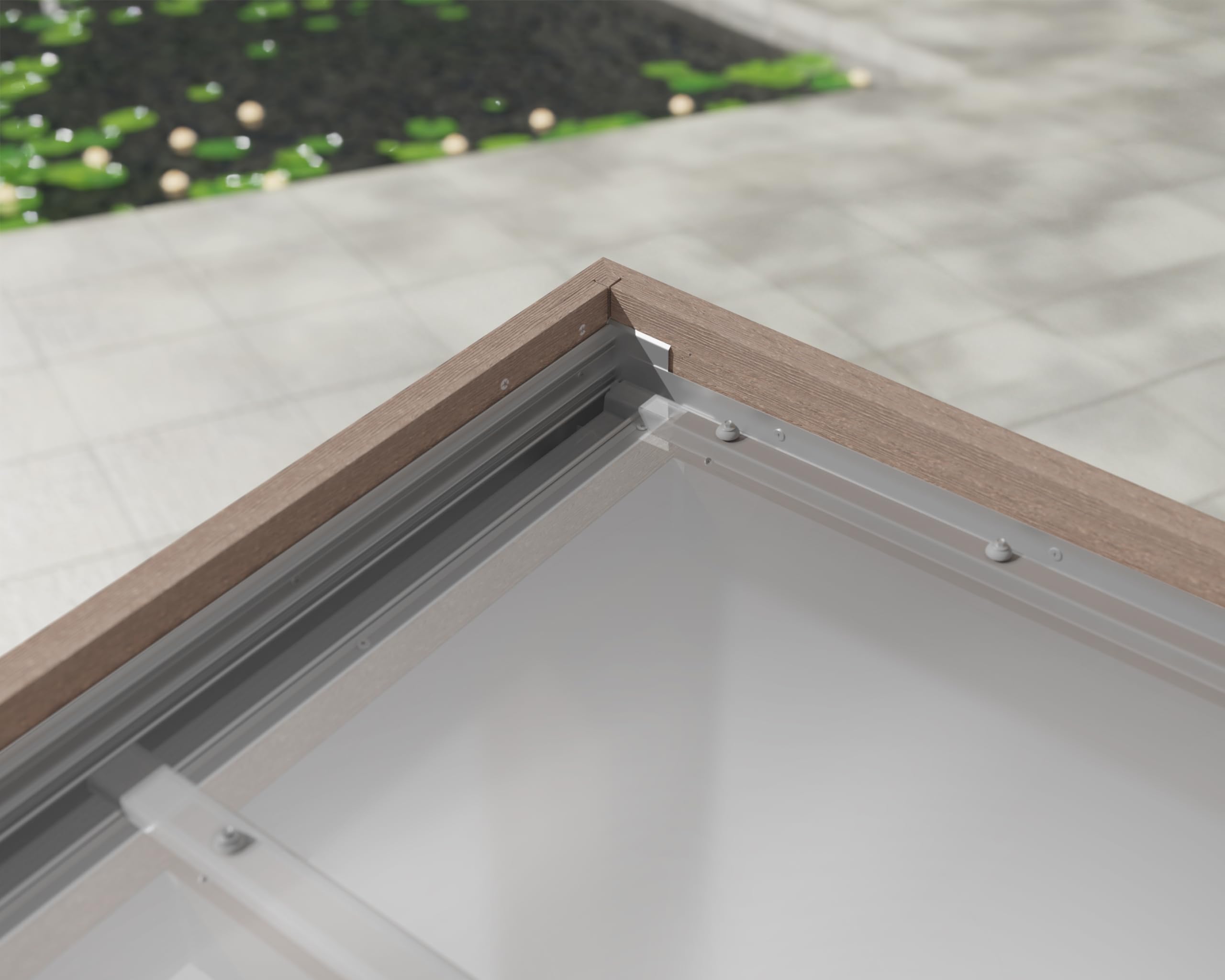 Palram - Canopia Helsinki 10' x 11' Attached Wood Pergola Patio Cover, Polycarbonate Roof with Built-in Gutters, UV & Heat Block Technology, All-Weather Outdoor Awning Canopy, Brown/Light Gray - Image 5