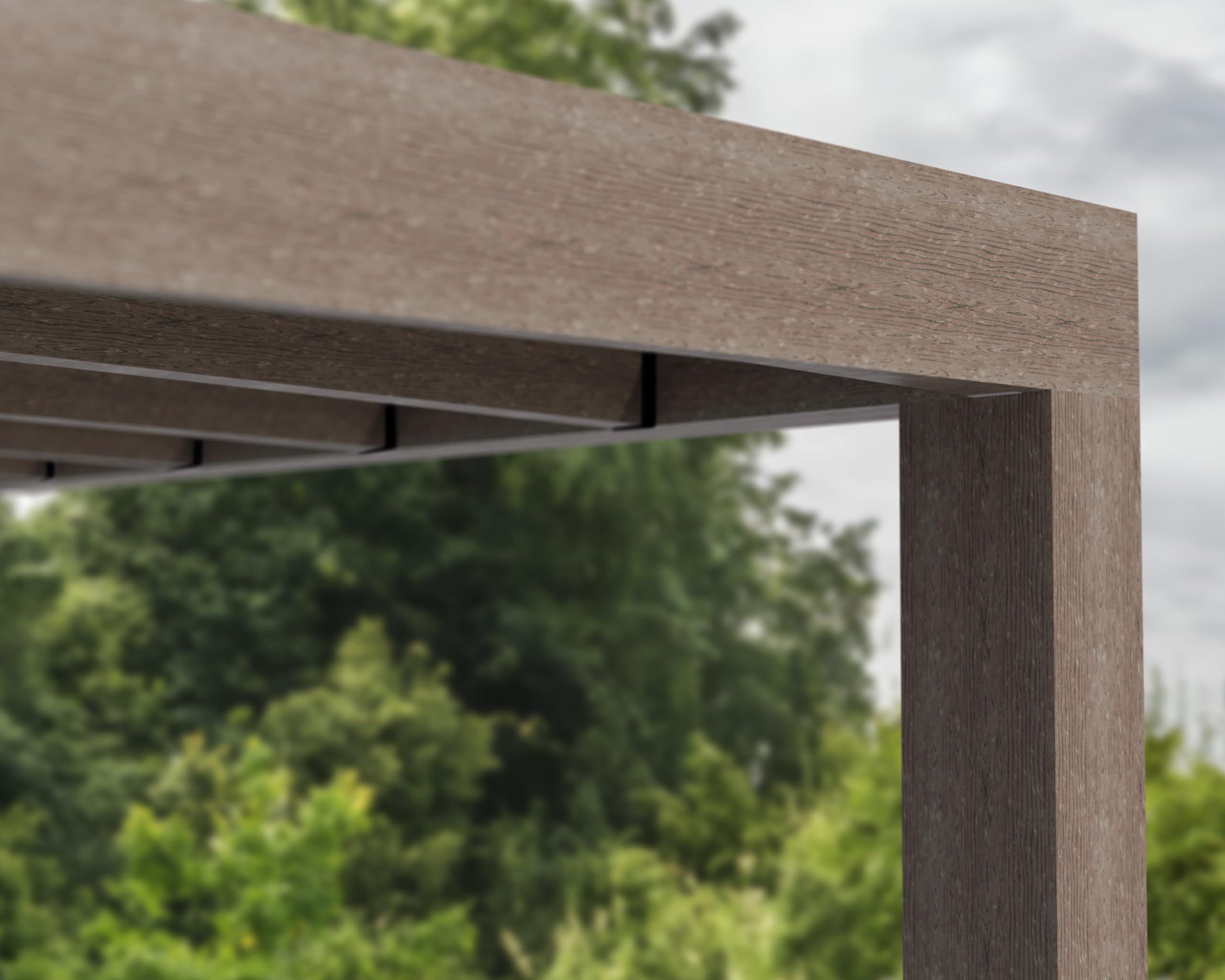 Palram - Canopia Helsinki 10' x 11' Attached Wood Pergola Patio Cover, Polycarbonate Roof with Built-in Gutters, UV & Heat Block Technology, All-Weather Outdoor Awning Canopy, Brown/Light Gray - Image 6