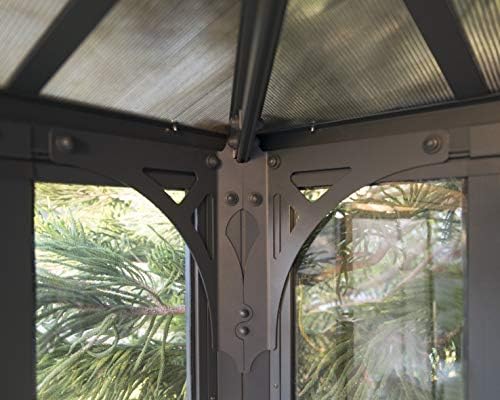 Palram - Canopia Ledro Outdoor Enclosed Gazebo 10x14, Gray Aluminum Frame, Clear Acrylic Walls, & Bronze Polycarbonate Hardtop Gazebo Roof, Weatherproof Backyard Gazebo Kit - Image 12