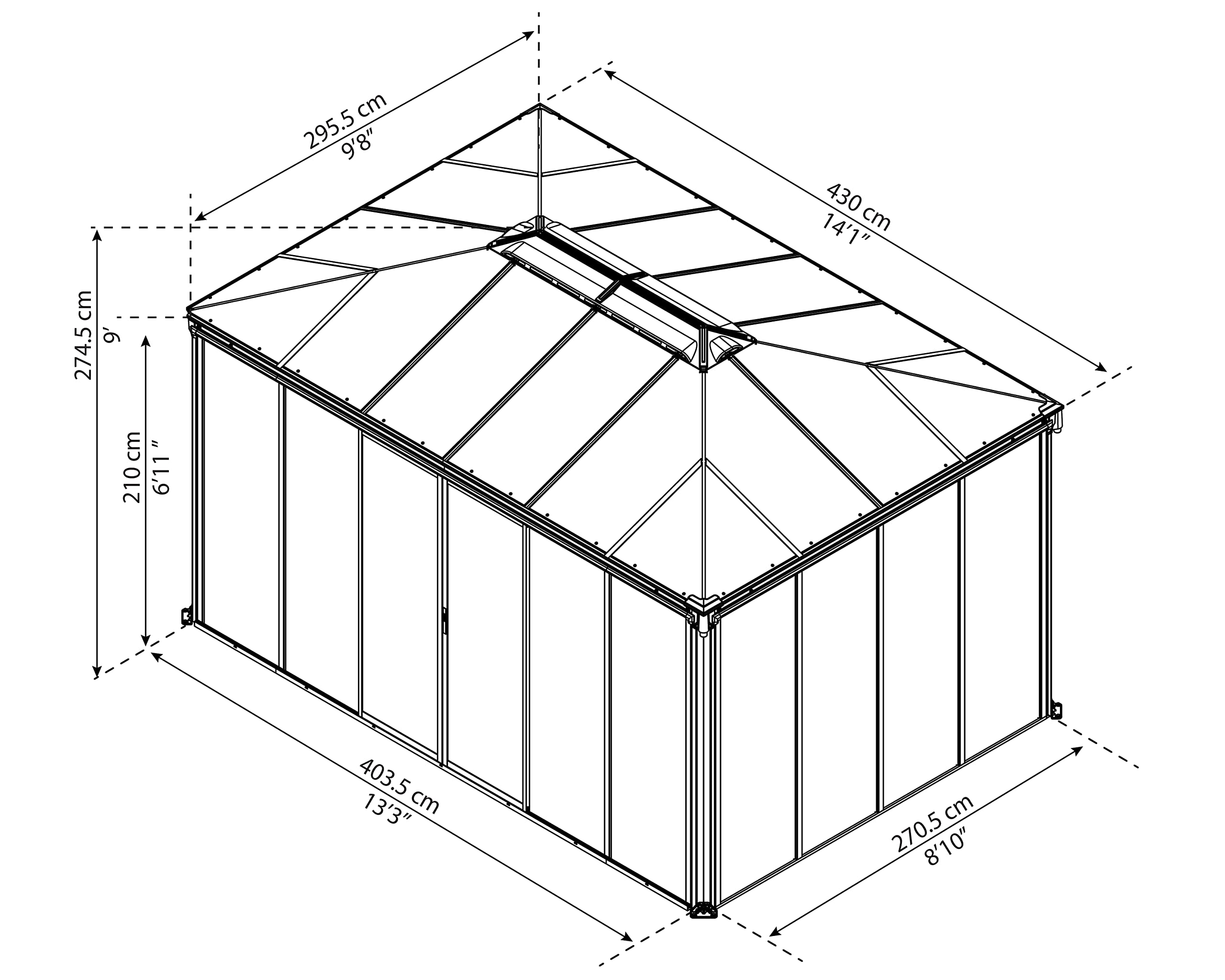 Palram - Canopia Ledro Outdoor Enclosed Gazebo 10x14, Gray Aluminum Frame, Clear Acrylic Walls, & Bronze Polycarbonate Hardtop Gazebo Roof, Weatherproof Backyard Gazebo Kit - Image 5