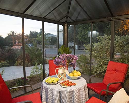 Palram - Canopia Ledro Outdoor Enclosed Gazebo 10x14, Gray Aluminum Frame, Clear Acrylic Walls, & Bronze Polycarbonate Hardtop Gazebo Roof, Weatherproof Backyard Gazebo Kit - Image 9