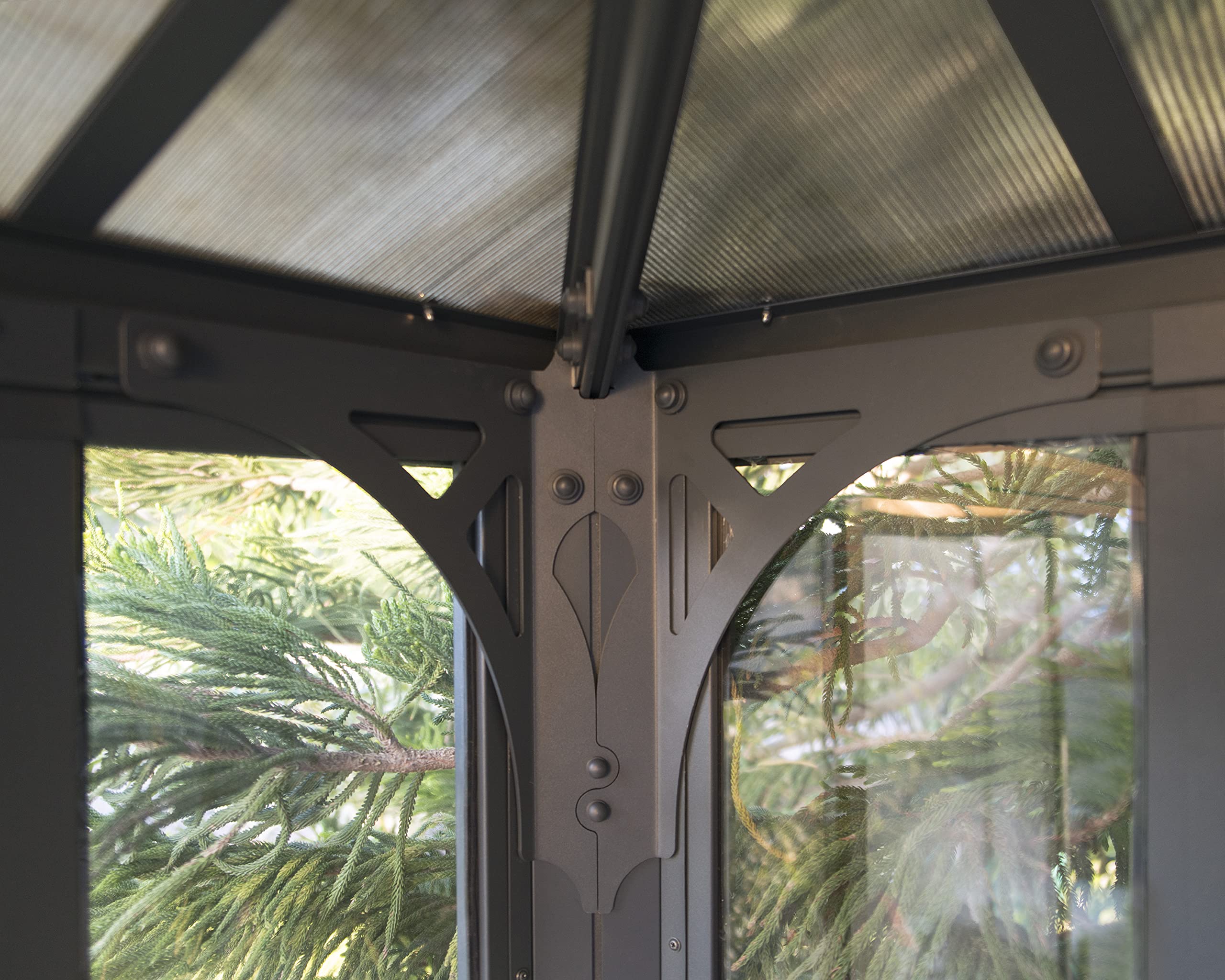 Palram - Canopia Ledro Outdoor Enclosed Gazebo 10x14 with Screen Doors, Gray Aluminum Frame, Clear Acrylic Walls, & Gray Polycarbonate Hardtop Gazebo Roof, Weatherproof Backyard Gazebo Kit - Image 8