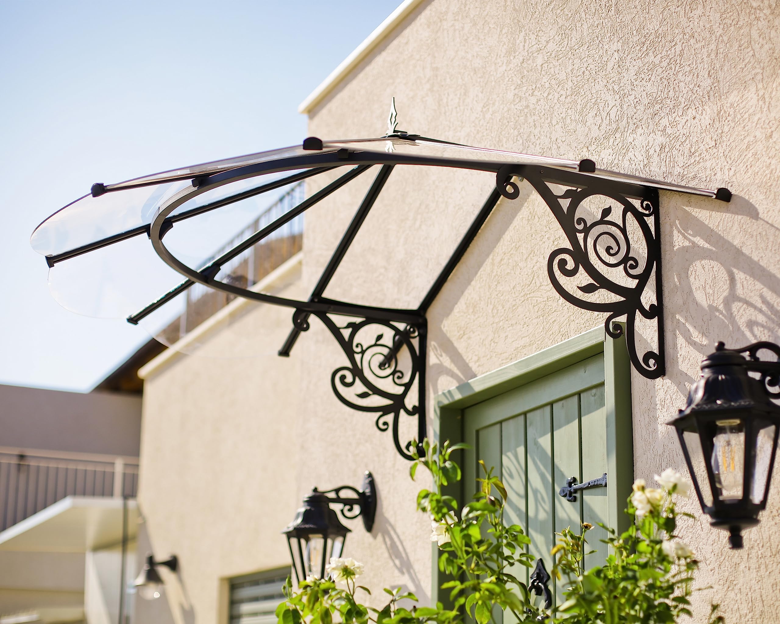 Palram - Canopia Lily Awning 6 Ft. x 4 Ft. Polycarbonate, Aluminum, and Galvanized Steel 69" Long Canopy/Awning for Window, Door, Patio, Garden Porch, Deck, and Outdoors in Black and Clear - Image 3