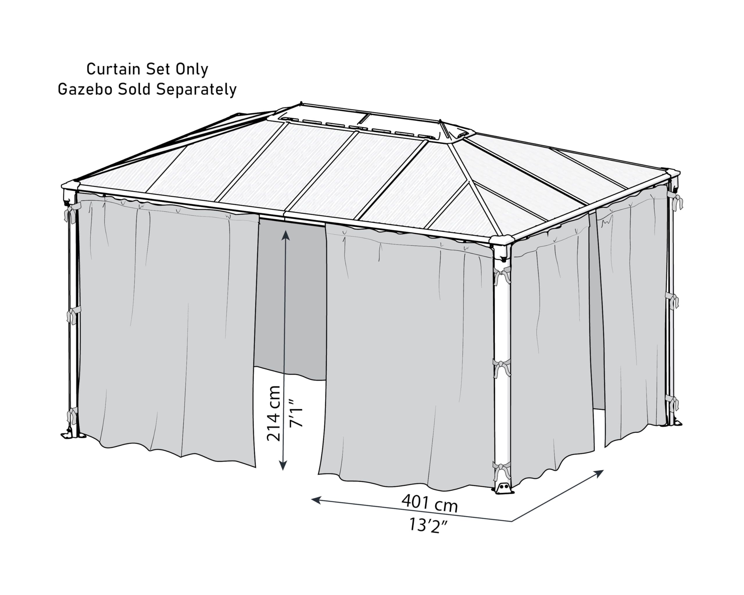 Palram - Canopia Martinique 4300 Gazebo Curtain Set - 4 Piece - Image 4