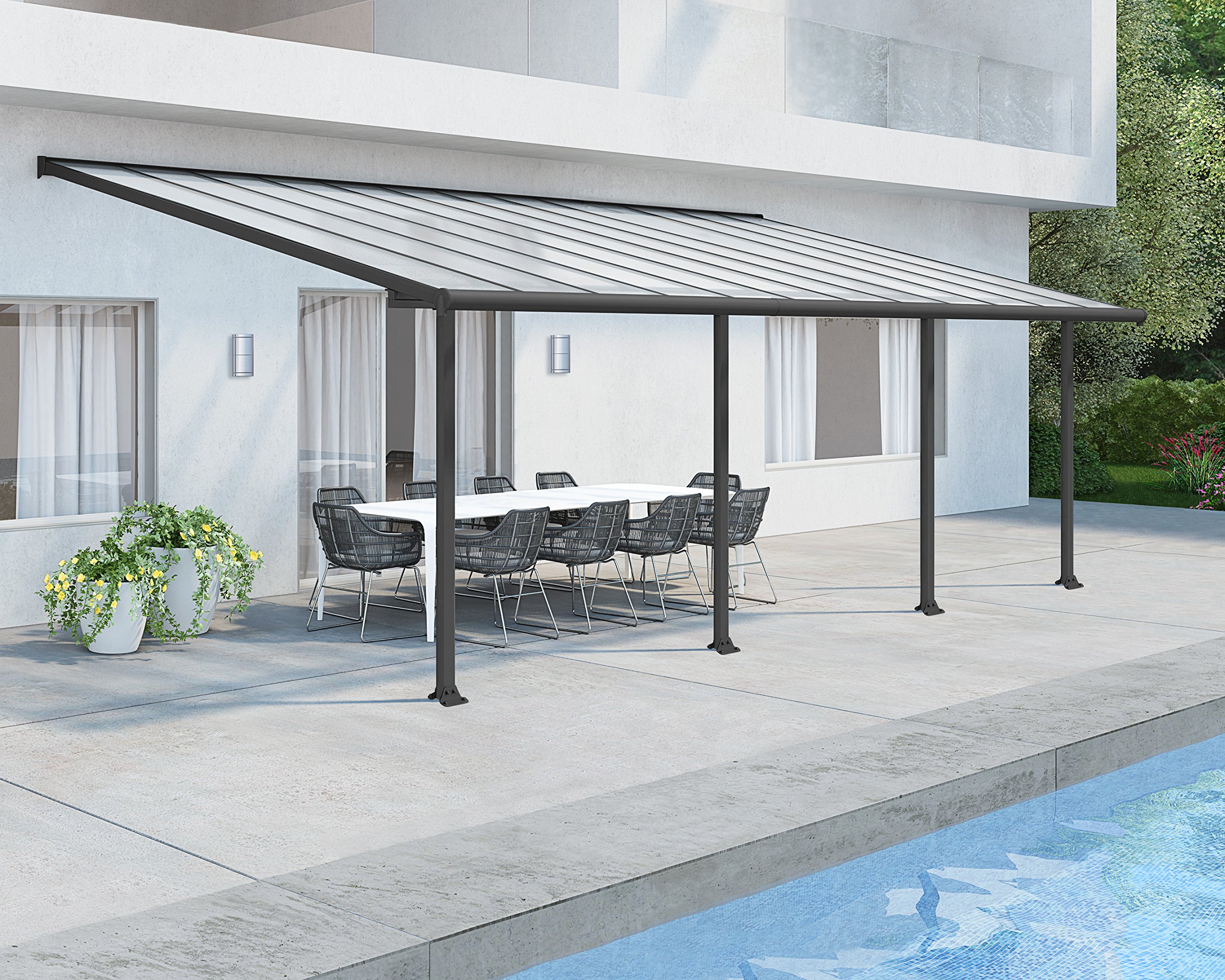 Palram - Canopia Olympia Patio Cover 10' x 24' Gray/Bronze Outdoor Canopy Awning, Waterproof, Shade, Outside Shelter For Backyard, Gutters, with 100% UV Protection - Image 3
