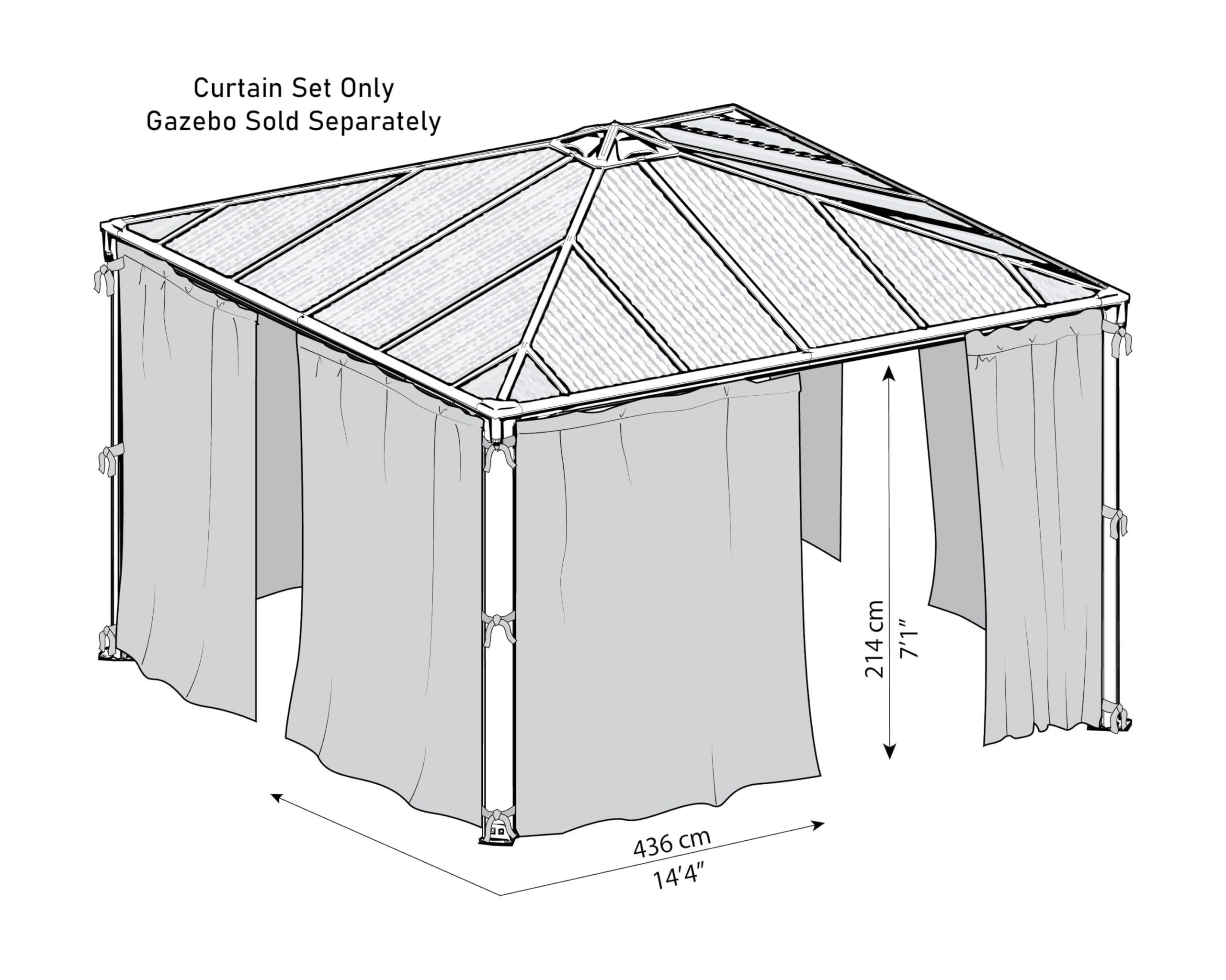 Palram - Canopia Palermo 4300 Gazebo Curtain set - 4 piece - Image 4