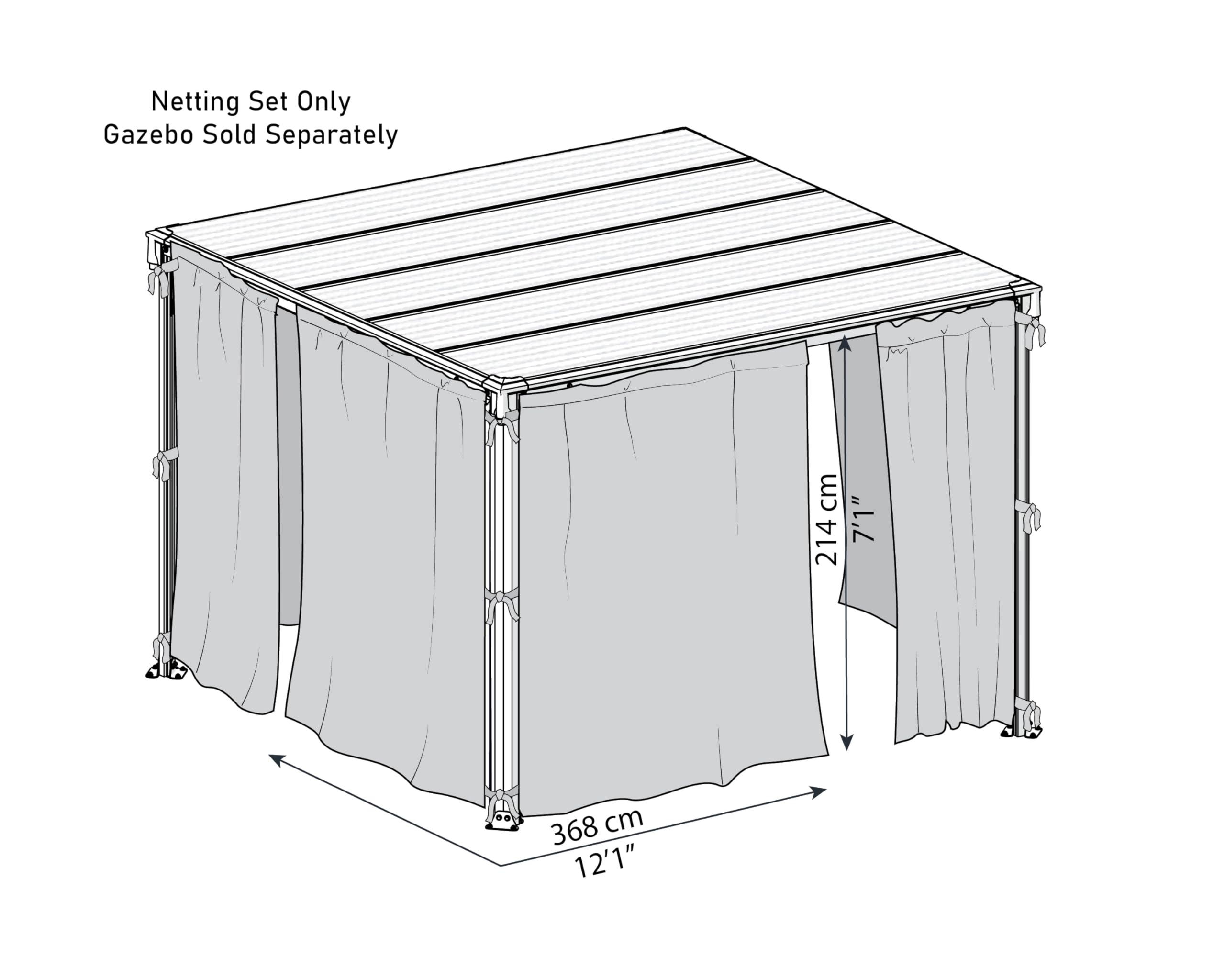 Palram - Canopia Palermo/Milano/Martinique Gazebo Netting Set - 4 Pieces - Image 10