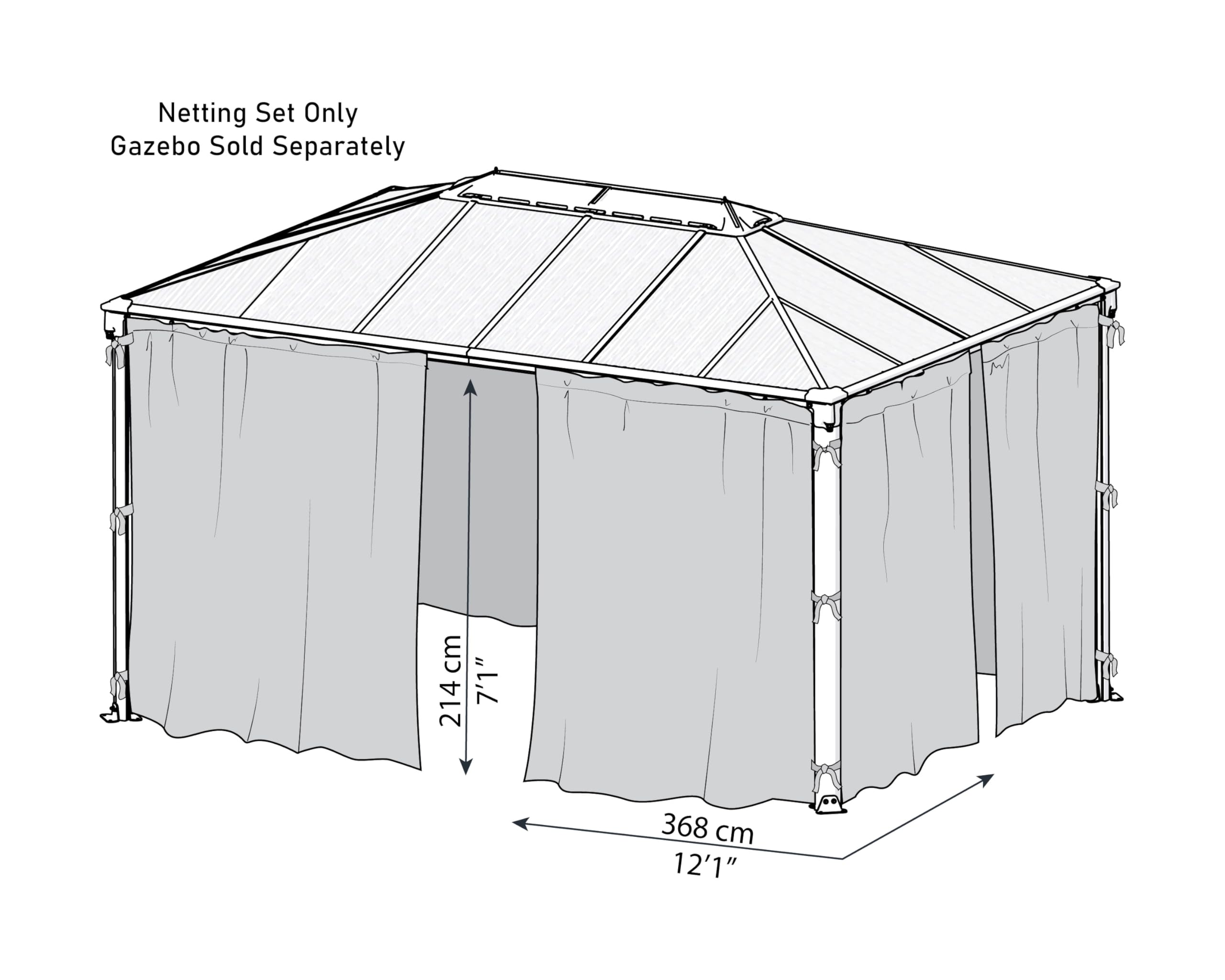 Palram - Canopia Palermo/Milano/Martinique Gazebo Netting Set - 4 Pieces - Image 6