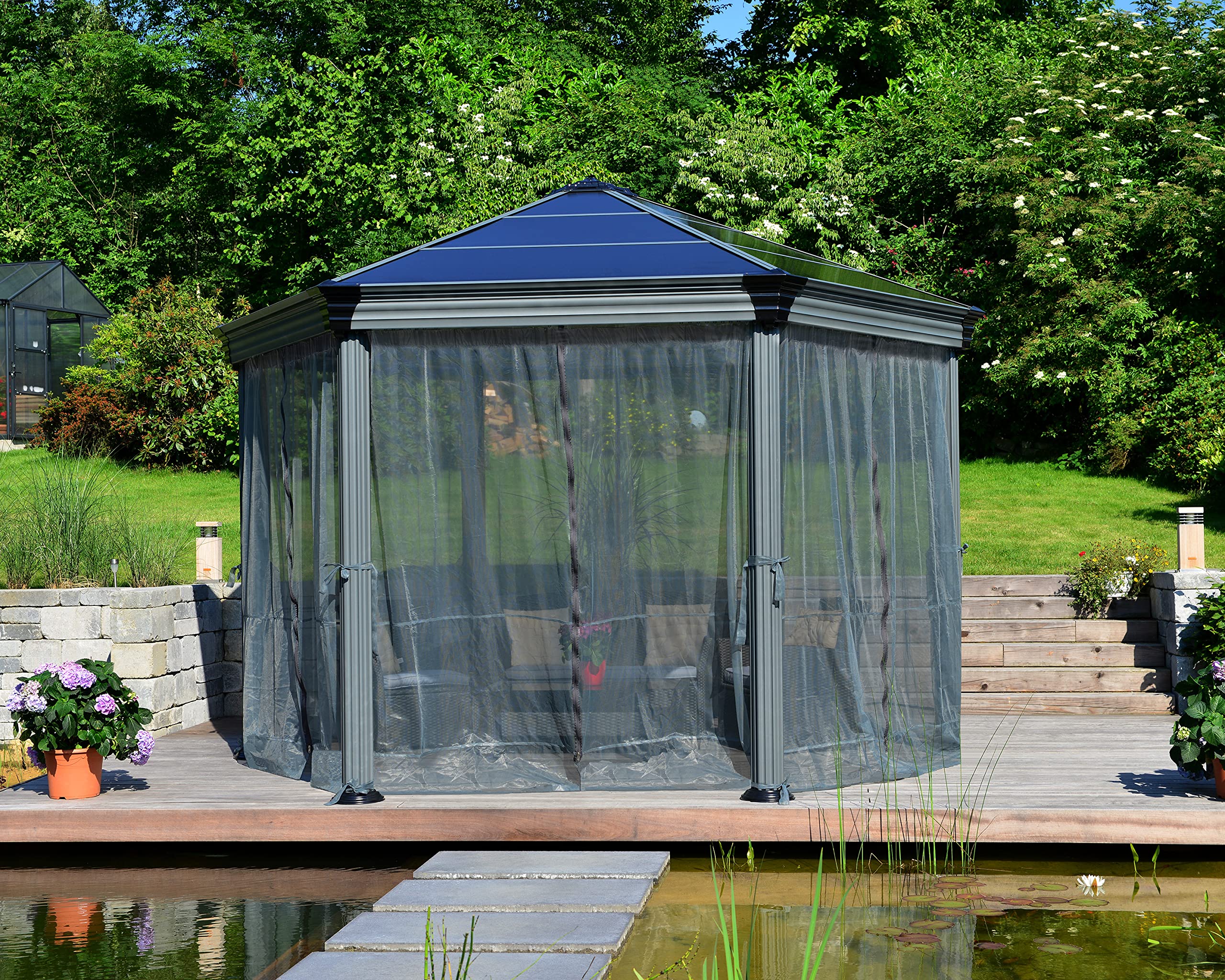 Palram - Canopia Roma/Monaco Garden Gazebo Netting Set Gray - 6 Pieces - Image 3