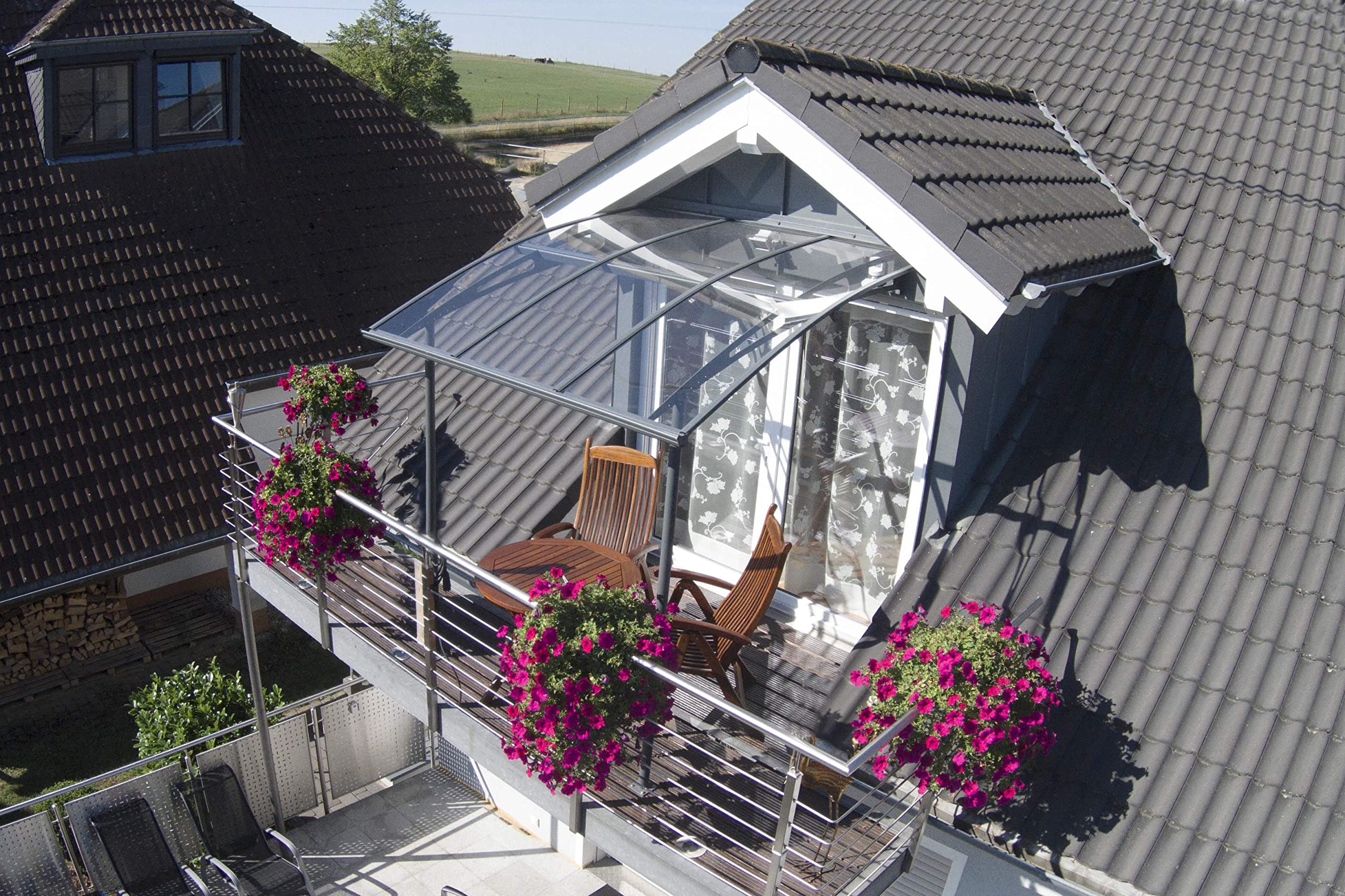 Palram - Canopia Vega 2000-7' x 7' Window & Door Awning for Door Entrance, High-End Polycarbonate Patio Canopy with Clear Panels, UV Protection, Modern Gray Metal Frame, Weather Resistant Overhang - Image 4