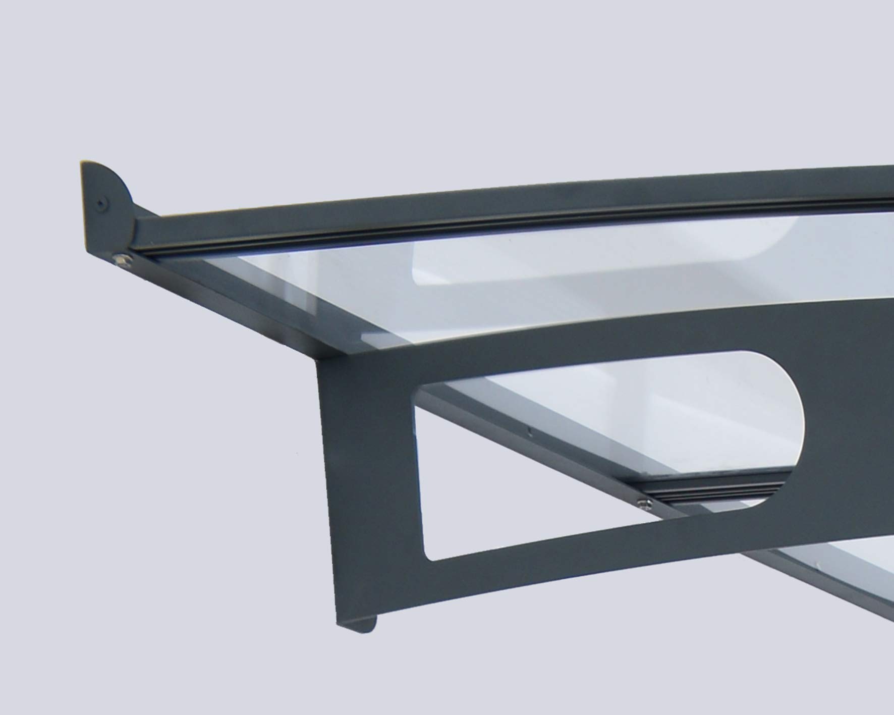 Palram - Canopia Vega 2000-7' x 7' Window & Door Awning for Door Entrance, High-End Polycarbonate Patio Canopy with Clear Panels, UV Protection, Modern Gray Metal Frame, Weather Resistant Overhang - Image 6