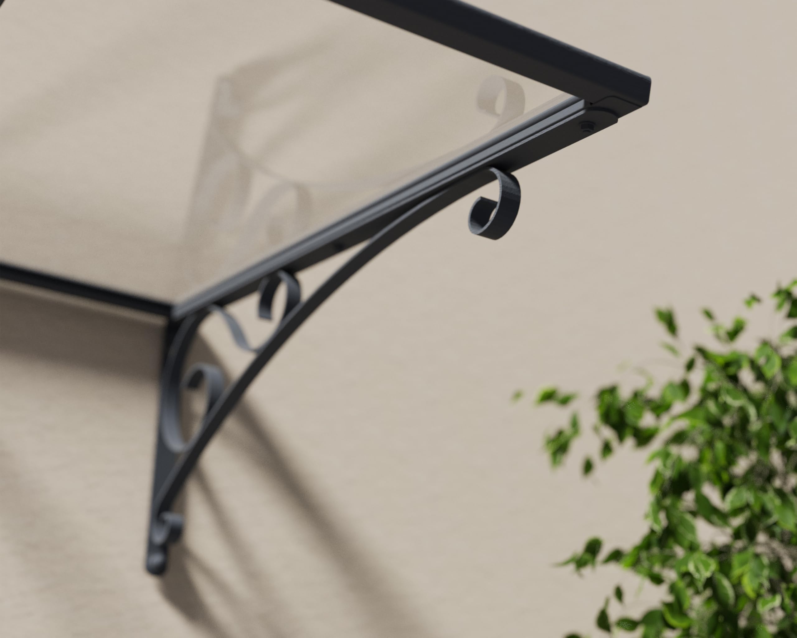 Palram Canopia Venus 1350 - 4' x 3' Window & Door Awning for Door Entrance, High-End Polycarbonate Patio Canopy with Clear Panels, UV Protection, Modern Gray Metal Frame, Weather Resistant Overhang - Image 4