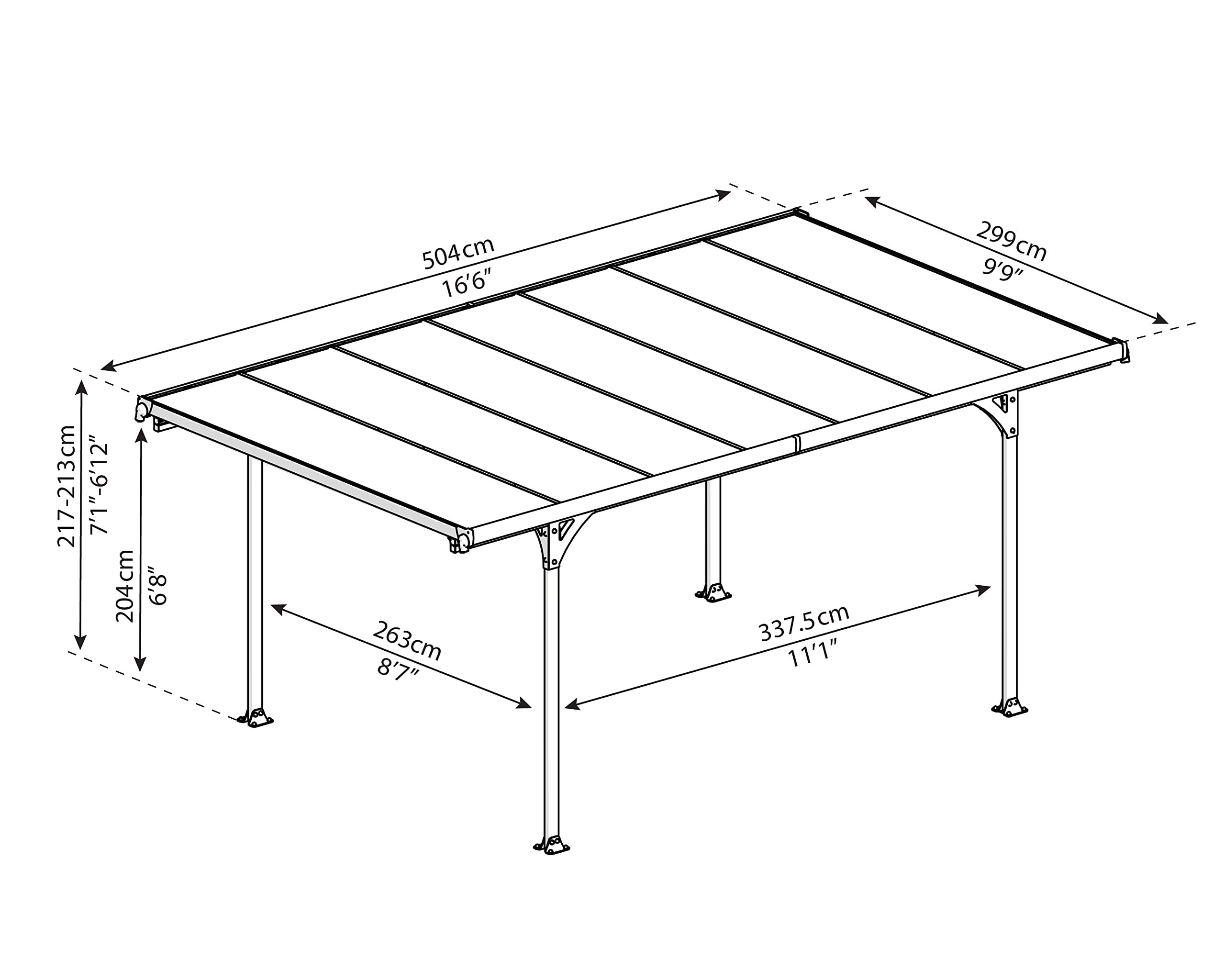 Palram - Canopia Verona 5000 10 x 16 Metal Carport, Heavy Duty Car Port, Weather-Protected Gray Aluminum Frame, Bronze Polycarbonate RV & Car Storage, UV Protected, DIY Garage Kit, 10-Year Warranty - Image 11