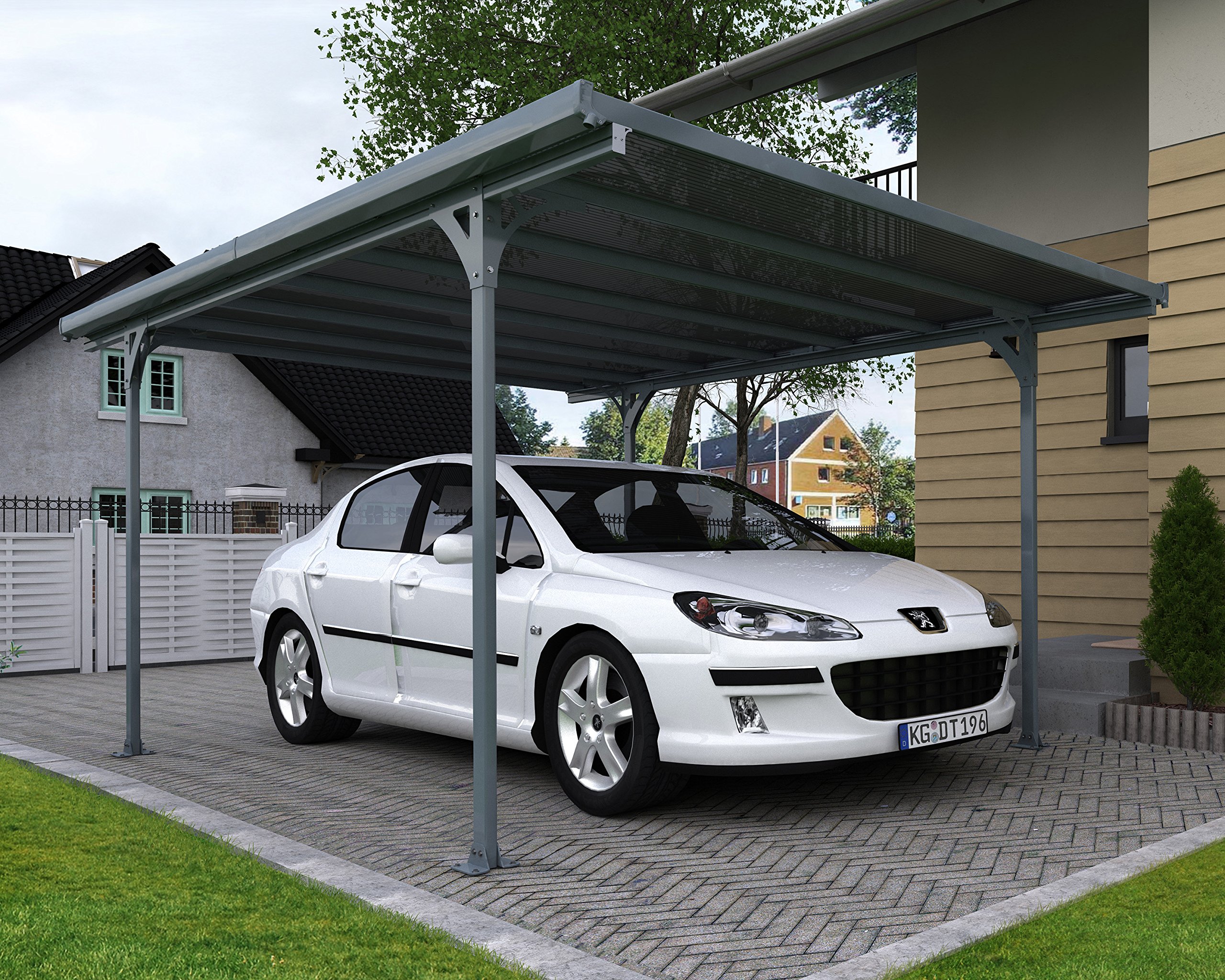 Palram - Canopia Verona 5000 10 x 16 Metal Carport, Heavy Duty Car Port, Weather-Protected Gray Aluminum Frame, Bronze Polycarbonate RV & Car Storage, UV Protected, DIY Garage Kit, 10-Year Warranty - Image 4