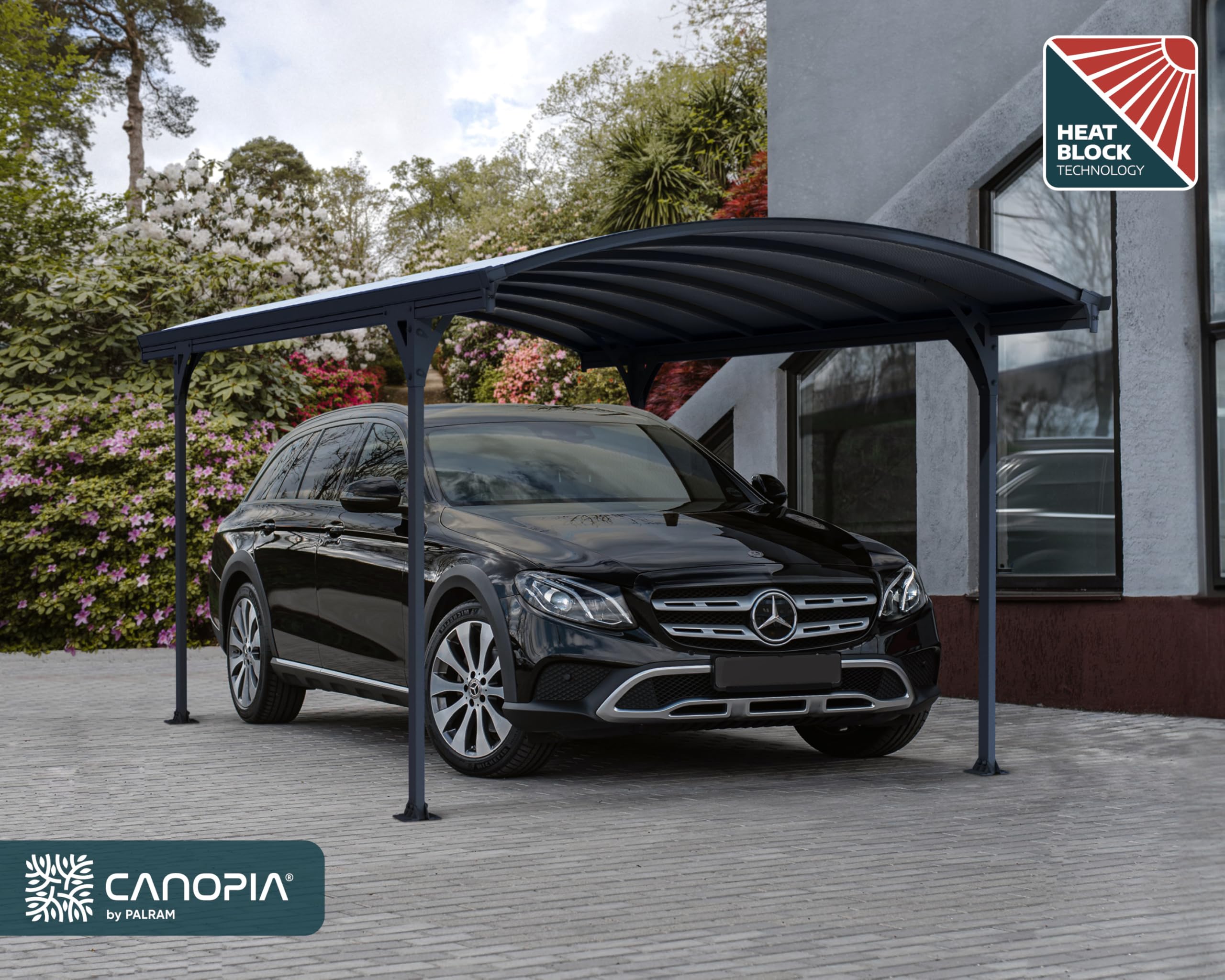 Palram - Canopia Vitoria 5000 10 x 16 Metal Carport, Heavy Duty Car Port, Weather-Protected Gray Aluminum Frame, Gray Polycarbonate RV & Car Storage, UV Protected, DIY Garage Kit, 10-Year Warranty - Image 3