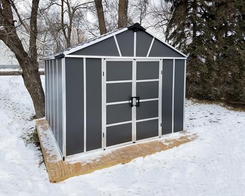Palram - Canopia Yukon Outdoor Storage Shed 11' x 9' Gray for Backyard, Patio, Garden, Tools, Bikes, Lawnmower, Durable, Weather, Water, Snow, Rust Resistant Aluminum Frame - Image 3