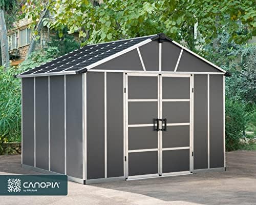Palram - Canopia Yukon Outdoor Storage Shed 11' x 9' Gray for Backyard, Patio, Garden, Tools, Bikes, Lawnmower, Durable, Weather, Water, Snow, Rust Resistant Aluminum Frame - Image 5